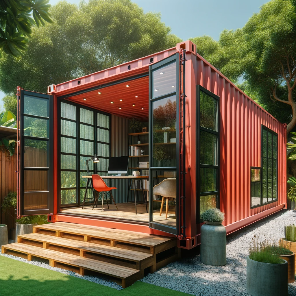 drawing of 20ft container as a home office