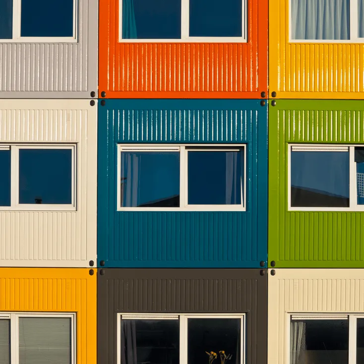 stack of storage containers used as homes
